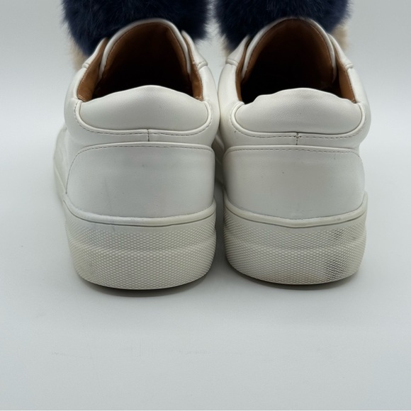 Mossimo Supply Co. Abbie Leather Slip On White Sneakers With Faux Fur Pompom - Picture 6 of 14